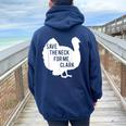 Save The Neck For Me Turkey Thanksgiving Fall Autumn Women Oversized Hoodie Back Print Navy Blue