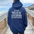 If I Say First Of All Run Away Sarcastic Quote Women Oversized Hoodie Back Print Navy Blue