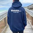 Shhhh No One Cares Quote Sarcastic Saying Women Oversized Hoodie Back Print Navy Blue