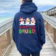 Snowman Wound Care Nurse Squad Christmas Holiday Matching Women Oversized Hoodie Back Print Navy Blue