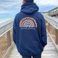 Social Studies Rainbow Social Studies Teacher Appreciation Women Oversized Hoodie Back Print Navy Blue