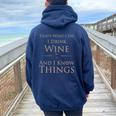 That's What I Do I Drink Wine And I Know Things Women Oversized Hoodie Back Print Navy Blue