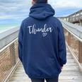 Thunder High School Thunder Sports Team Women's Thunder Women Oversized Hoodie Back Print Navy Blue