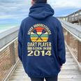 Never Underestimate Dart Player Born In 2014 Dart Darts Women Oversized Hoodie Back Print Navy Blue