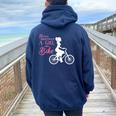 Never Underestimate A Girl With A Bike Girl Women Oversized Hoodie Back Print Navy Blue