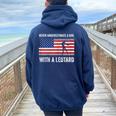 Never Underestimate A Girl With A Leotard Gymnast Women Oversized Hoodie Back Print Navy Blue