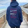 Never Underestimate A Grandma With A Bicycle Quote Women Oversized Hoodie Back Print Navy Blue