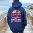 Never Underestimate A Man With A Rottweiler Women Oversized Hoodie Back Print Navy Blue