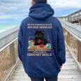 Never Underestimate An Old Woman With Cats Crochet Skills Women Oversized Hoodie Back Print Navy Blue