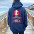 Never Underestimate Power Of Poodle Mom Women Oversized Hoodie Back Print Navy Blue