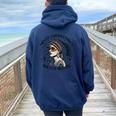 Never Underestimate A Woman With Native Blood Root Women Oversized Hoodie Back Print Navy Blue