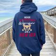Never Underestimate A Woman With A New Hip Replacement Women Oversized Hoodie Back Print Navy Blue