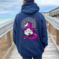 Unicorn Zen Yoga Buddha Meditation Magical Girls Women Oversized Hoodie Back Print Navy Blue Unicorn Zen Yoga Buddha Meditation Magical Girls Women Oversized Hoodie Back Print Navy Blue
