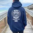 Veteran Wife Never Underestimate A Woman In The Military Women Oversized Hoodie Back Print Navy Blue