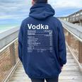 Vodka Nutrition Facts Thanksgiving Drinking Costume Women Oversized Hoodie Back Print Navy Blue