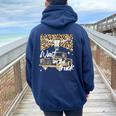 Wait In The Truck Boho Western Country Cowgirl Women Oversized Hoodie Back Print Navy Blue