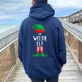Welsh Elf Christmas Party Matching Family Group Pajama Women Oversized Hoodie Back Print Navy Blue
