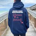 Wife Mom Boss Behind Every Successful Woman Is Herself Women Oversized Hoodie Back Print Navy Blue