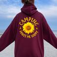 Camping Makes Me Happy Sunflower Camping Women Oversized Hoodie Back Print Maroon