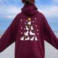 Cats Christmas Tree Cute Cat Lover Xmas Winter Girls Women Oversized Hoodie Back Print Maroon