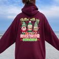 Chillin With My Physical Education Gnomies Teacher Christmas Women Oversized Hoodie Back Print Maroon