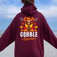 Cna Gobble Squad Nurse Turkey Thanksgiving Women Oversized Hoodie Back Print Maroon