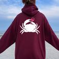 Crab Ocean Wine Cruise Vacation Lovers Drinking Women Oversized Hoodie Back Print Maroon