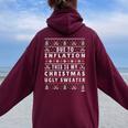 Due To Inflation Ugly Christmas Sweater Xmas Quote Women Oversized Hoodie Back Print Maroon