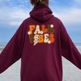 Fall Vibes Lightning Tis The Season Autumn Happy Fall Y'all Women Oversized Hoodie Back Print Maroon