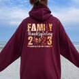 Family Thanksgiving 2023 Fall Autumn Turkey Matching Family Women Oversized Hoodie Back Print Maroon