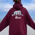 Floral Mimi Bear Matching Family Buffalo Pajama Women Oversized Hoodie Back Print Maroon