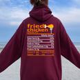 Fried Chicken Nutrition Food Facts Thanksgiving Xmas Women Oversized Hoodie Back Print Maroon