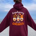 Friendsgiving With My Gnomies Thanksgiving Gnome Women Oversized Hoodie Back Print Maroon