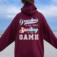 Grandma Is My Name Spoiling Is My Game Special Women Oversized Hoodie Back Print Maroon
