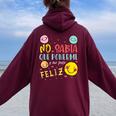 Spanish Teacher Maestra Latina Bicultural Bilingual Women Oversized Hoodie Back Print Maroon