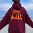 Happy Friendsgiving African American Thanksgiving Women Oversized Hoodie Back Print Maroon