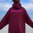 Hmfic With Bright Pink Head Mother Fucker In Charge Women Oversized Hoodie Back Print Maroon