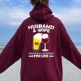 Husband And Wife Drinking Buddies For Life Women Oversized Hoodie Back Print Maroon