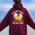 It's The Most Wonderful Time For A Beer Drinking Christmas Women Oversized Hoodie Back Print Maroon