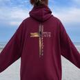 John 316 Christian Cross Bible Women Oversized Hoodie Back Print Maroon