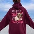 Just A Girl Who Loves Goats Goat Rancher Farm Women Women Oversized Hoodie Back Print Maroon