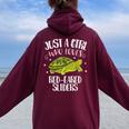 Just A Girl Who Loves Red-Eared Sliders Slider Turtle Women Oversized Hoodie Back Print Maroon