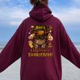 Have A Melanin Thanksgiving Afro African Family Fall Women Women Oversized Hoodie Back Print Maroon