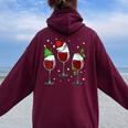 Merry Christmas Wine Lover Red White Alcoholic Drink Grapes Women Oversized Hoodie Back Print Maroon