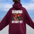 Monster Truck Family Matching Party Grandma Of The Birthday Women Oversized Hoodie Back Print Maroon