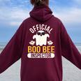 Official Boo Bee Inspector Halloween Humor Ghost Women Oversized Hoodie Back Print Maroon