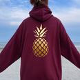 Pineapple Gold Cute Beach T For Kid Vacation Women Oversized Hoodie Back Print Maroon