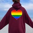 Pride Heart Novelty Pride Rainbow Heart Women Oversized Hoodie Back Print Maroon