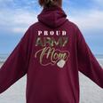 Proud Army Mom Cute Military Mama Usa Women Oversized Hoodie Back Print Maroon