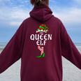 The Queen Elf Matching Family Christmas Party Pajama Women Oversized Hoodie Back Print Maroon